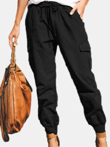 Fashion Solid Color Pocket Cargo Pants