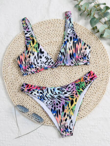 Colorful Leopard Wide Straps Bikinis