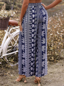 Tribal Pattern Slit Loose Chiffon Pants