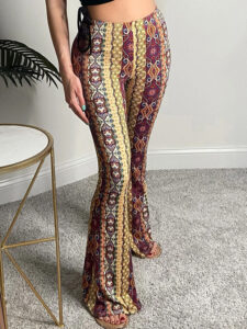 Bohemian Flower Flare Leg Pants