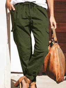 Fashion Solid Color Pocket Cargo Pants
