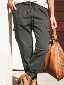 Fashion Solid Color Pocket Cargo Pants
