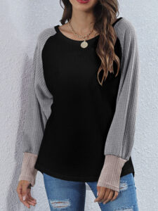 Contrast Color Long Sleeve T-shirt