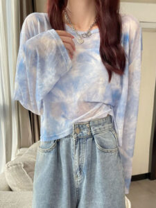 Tie Dye Knitted Crop T-shirt