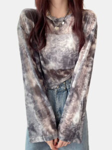 Tie Dye Knitted Crop T-shirt