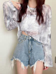 Tie Dye Knitted Crop T-shirt