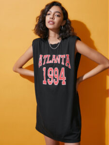 Letters Graphic Sleeveless T-shirt Dress
