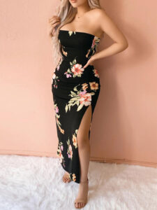 Tube High Slit Floral Dress