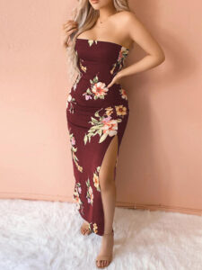 Tube High Slit Floral Dress