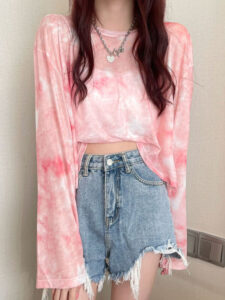 Tie Dye Knitted Crop T-shirt