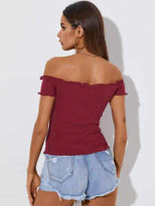 Lettuce-edge Off The Shoulder T-shirt