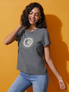 Sun Graphic Crew Neck Casual T-shirt