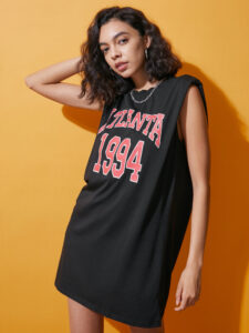 Letters Graphic Sleeveless T-shirt Dress