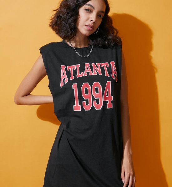 Letters Graphic Sleeveless T-shirt Dress